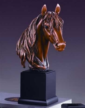 14.5" Horse Head Statue - Bronzed Sculpture
