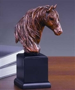 9" Bronze Finish Horse Head Statue - Sculpture