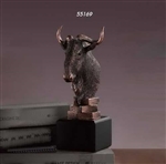 Wildebeest Head Bust Statue - Bronzed Sculpture