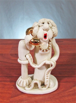 Female Stockbroker Figurine with Ticker Tape Machine