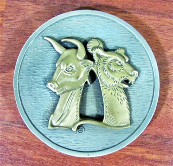 Solid Brass Bull and Bear Paperweight