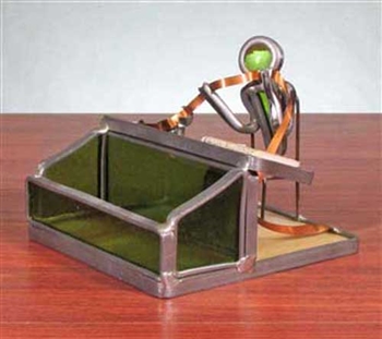 Stained Glass Stock Broker Business Card Holder