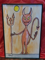 Kepi Ghoulie - Devil Framed Watercolor