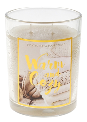 16 Oz Triple Pour Scented Glass Candle - Warm & Cozy