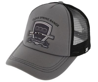 Trucker Hat with B&W Shield Clove Spring at MNL Farm Logo