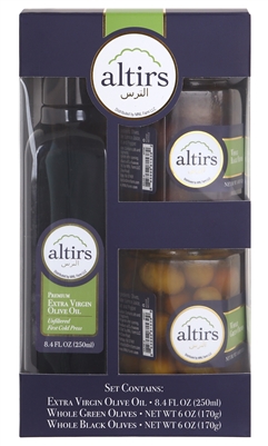 Combination Pack Olive Oil, Green and Black Olives