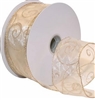 Swirl II Ivory Gold Wire-Edge Ribbon