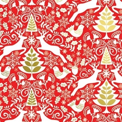 Red Scandanavian Metallic Wholesale Gift Wrap