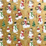 Snowman Family Metallic Gold Base Metallic Silver Highlight Wholesale Packaging Gift Wrap