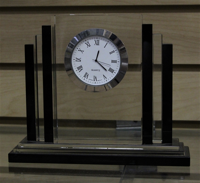 Glass Desk Clock w/ Plate