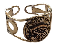 KemetArt Egyptian Bronze Bangle ( Eye & Ankh Filigree )