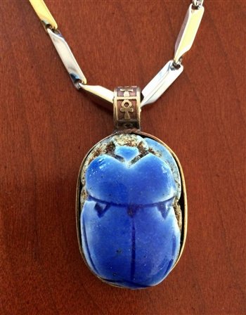 Scarab Stone with Stainless Steel Necklace