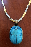 Scarab Stone with Stainless Steel Necklace