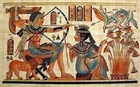 Egyptian Hand-made Papyrus Painting  (King Tut and Wife)