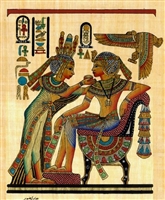 Egyptian Hand-made Papyrus Painting - Tutankhamen and His Beautiful Wife L