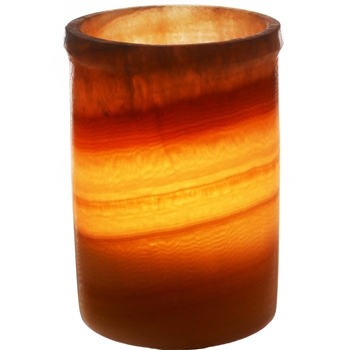 Alabaster Cylindrical Candle Holder 5.5"