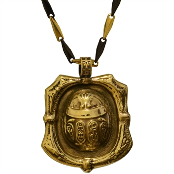 Bronze Scarab Hieroglyphic Pendant | Egyptian Jewelry