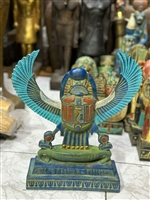 New Egyptian Scarab Statue with Anubis Museum Replica (14 x 12 Inches)