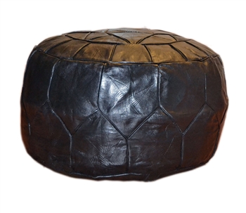 Egyptian Moroccan Handmade Genuine Leather Ottoman XL Black