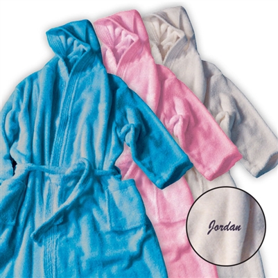 HOODED TERRY VELOUR BATHROBE