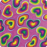 RAINBOW HEARTS FUZZY THROW BLANKET