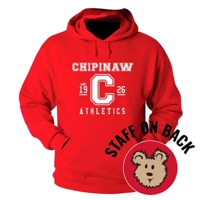 CHIPINAW STAFF RED HOODED SWEATSHIRT