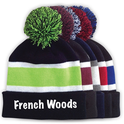 FRENCH WOODS STRIPED BEANIE WITH POM