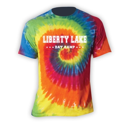 LIBERTY LAKE DAY CAMP SWIRL TIE DYE TEE