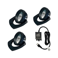 LumiNight Pond and Landscape Lighting - (3) 6-Watt White Light Black Fountain Light Kit w/ 200' QD Cord