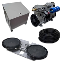 Air Pro System with 3.9 CFM Rocking Piston Compressor with Ground Cabinet, Cooling Fan, 100' of 3/8" Weighted Tubing Double-10" EPDM Diffuser - APRPS1-CAB