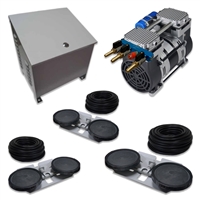 Air Pro System with 6.7 CFM Rocking Piston Compressor with Ground Cabinet, Cooling Fan, 300' of 5/8" Weighted Tubing (3) Double-10" EPDM Diffusers - APRPS3-CAB