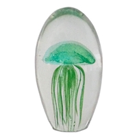 JF-L6-GR - Large 6" Green Glass Jellyfish Paperweight