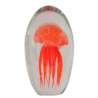 JF-L6-OR - Large 6" Orange Glass Jellyfish Paperweight