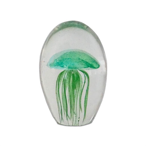 JF-S3-GR - Small 3" Green Glass Jellyfish Paperweight