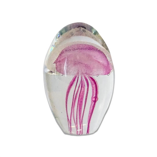 JF-S3-PK - Small 3" Pink Glass Jellyfish Paperweight