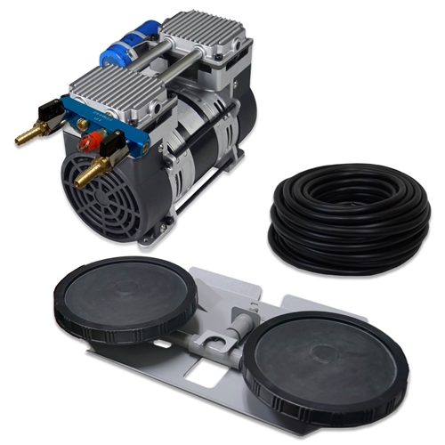 Pro Aeration, Deep Water System for Ponds and Lakes - (1) 1HP, 6.7 CFM Air Compressor, 100 ' of 3/8" Weighted Tubing, (1) Double-10" EPDM Rubber Diffuser Disc Assembly - PARP-80KDD1