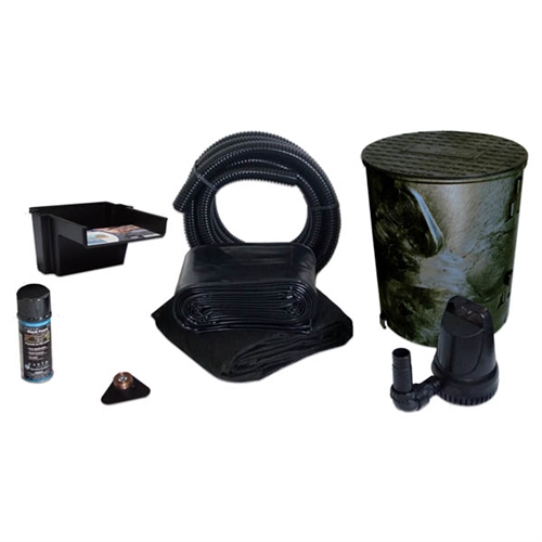 PVCPXSS4 - Savio Pond Free 1200 Waterfall Kit, with 5 ft by 15 ft PVC Liner and 1,200 GPH Manta Series Submersible Pump