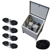 Savio2 Aeration System 4 (Includes Ground Enclosure) with 1HP Air Pump , Double Diffusers (x4), 100' Weighted Tubing (x4)