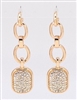 Triple Drop Chain Link Pave' Pendant Earrings