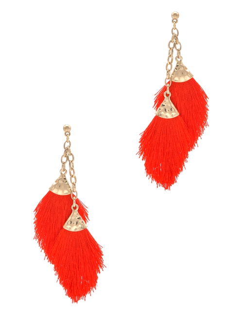 Mini Double Tassel Post Earrings