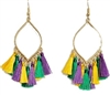 Marquis Shape Mardi Gras Tassel Earring