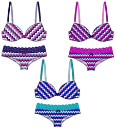 Wholesale Printed Microfiber Push-up demi bra set