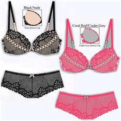 Wholesale Laced Cup Bra and Hipster set