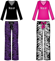 Wholesale Tiger Print Plush Pajama set