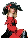 Swashbuckler hat with lace trim and satin bows