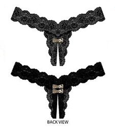 Wholesale Gallon lace crotchless thong with leopard print bows