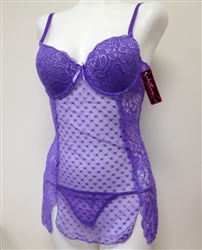 Diamond heart mesh and galloon lace babydoll