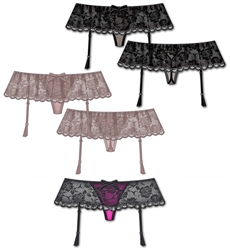 Wholesale Ruffled Lace Skirted thong with garters