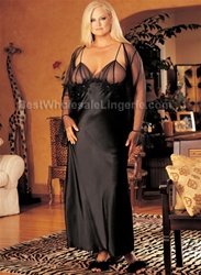 Wholesale Plus Size Charmeuse & Net long gown