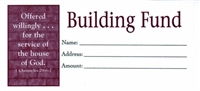 "Building Fund" Psalm 127:1 (KJV) Bill-Size Offering Envelope 100-pak